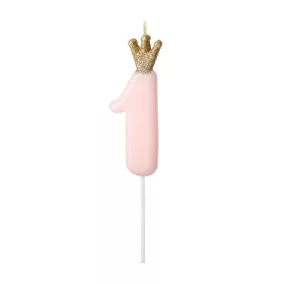 1-es születésnapi szám gyertya - pink - 9.5 cm