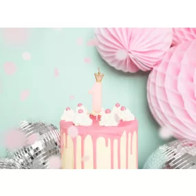 1-es születésnapi szám gyertya - pink - 9.5 cm