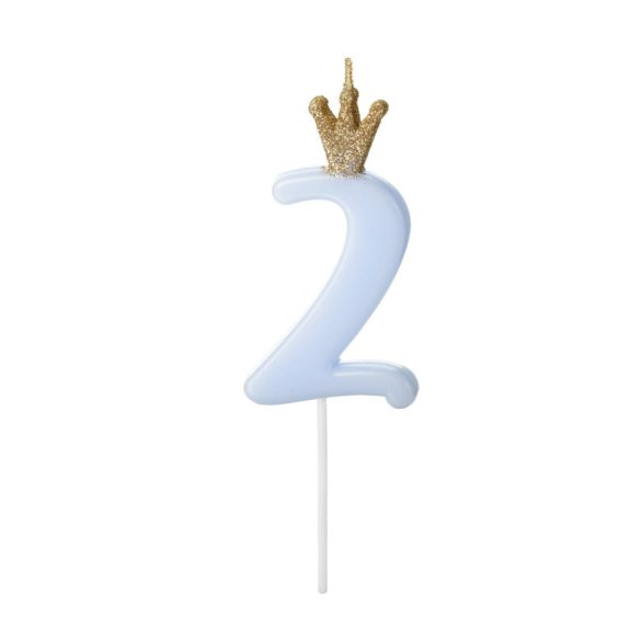 2-es születésnapi szám gyertya - kék - 9.5 cm