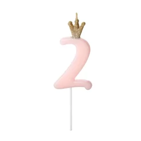 2-es születésnapi szám gyertya - pink - 9.5 cm