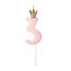 3-as születésnapi szám gyertya - pink - 9.5 cm