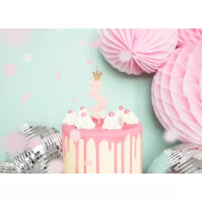 3-as születésnapi szám gyertya - pink - 9.5 cm