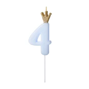 4-es születésnapi szám gyertya - kék - 9.5 cm