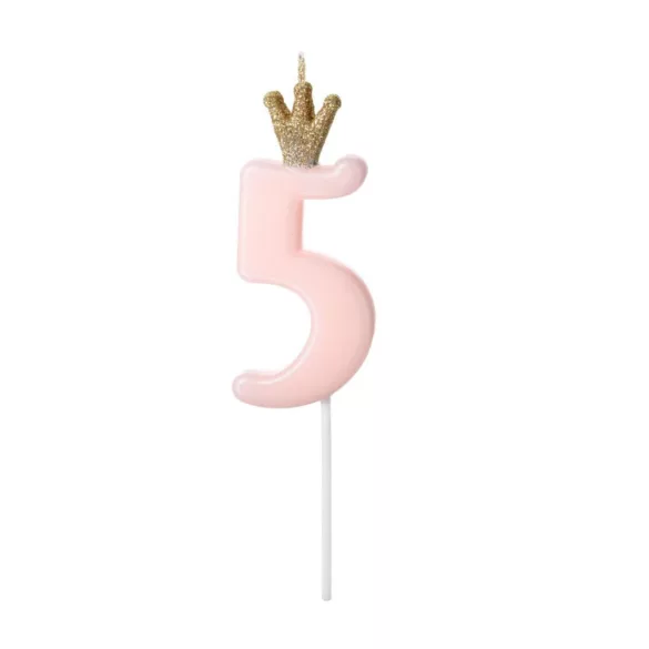 5-ös születésnapi szám gyertya - pink - 9.5 cm