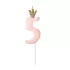 5-ös születésnapi szám gyertya - pink - 9.5 cm