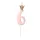 6-os születésnapi szám gyertya - pink - 9.5 cm