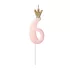 6-os születésnapi szám gyertya - pink - 9.5 cm