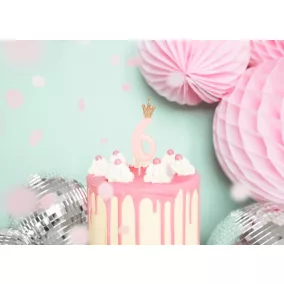 6-os születésnapi szám gyertya - pink - 9.5 cm