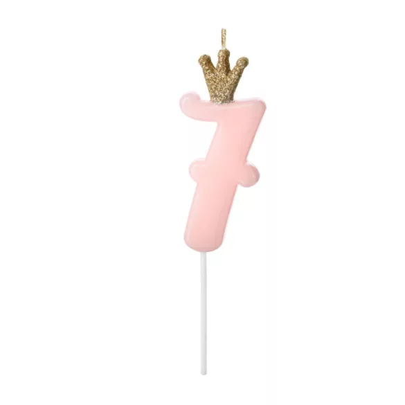 7-es születésnapi szám gyertya - pink - 9.5 cm