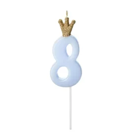 8-as születésnapi szám gyertya - kék - 9.5 cm