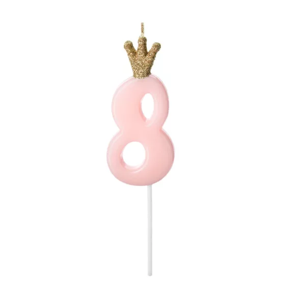 8-as születésnapi szám gyertya - pink - 9.5 cm