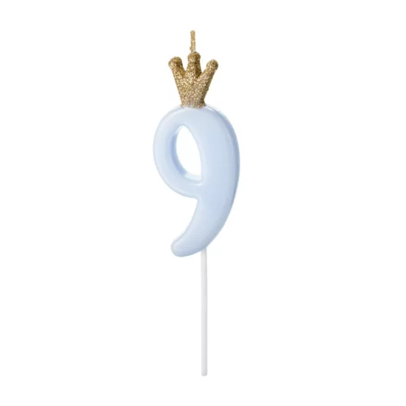 9-es születésnapi szám gyertya - kék - 9.5 cm