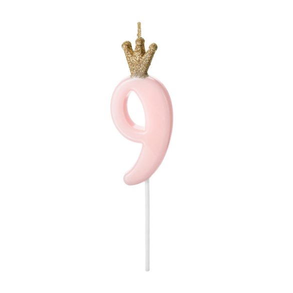 9-es születésnapi szám gyertya - pink - 9.5 cm