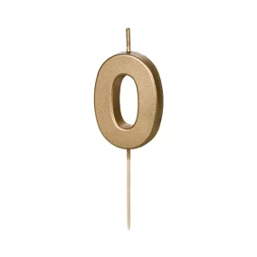 0-ás születésnapi szám gyertya - arany - 4.5 cm