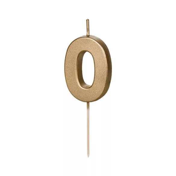 0-ás születésnapi szám gyertya - arany - 4.5 cm