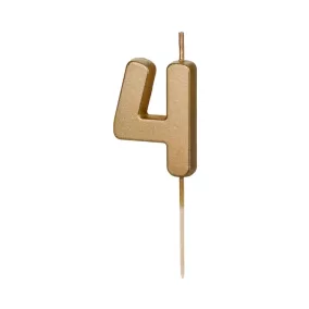 4-es születésnapi szám gyertya - arany - 4.5 cm