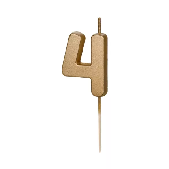 4-es születésnapi szám gyertya - arany - 4.5 cm
