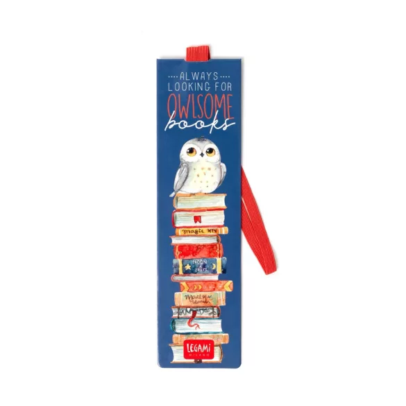 Legami könyvjelző gumipánttal (17 -5x4 -7 cm) - baglyos - könyves