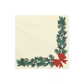   Karácsonyi girland mintás szalvéta - Bézs - 33 × 33 cm - 20 db