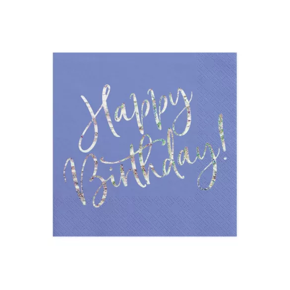 Happy Birthday szalvéta - kék - 33x33 cm 20 db-os