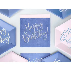 Happy Birthday szalvéta - kék - 33x33 cm 20 db-os