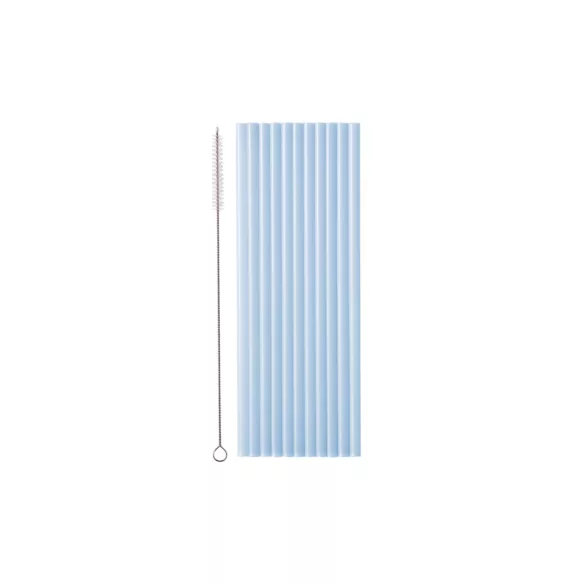 Műanyag szívószál 23 cm - halványkék 12 db