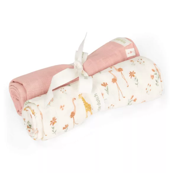 Little Dutch muszlin textilpelenka 70x70 cm 2 db - Blooming Safari