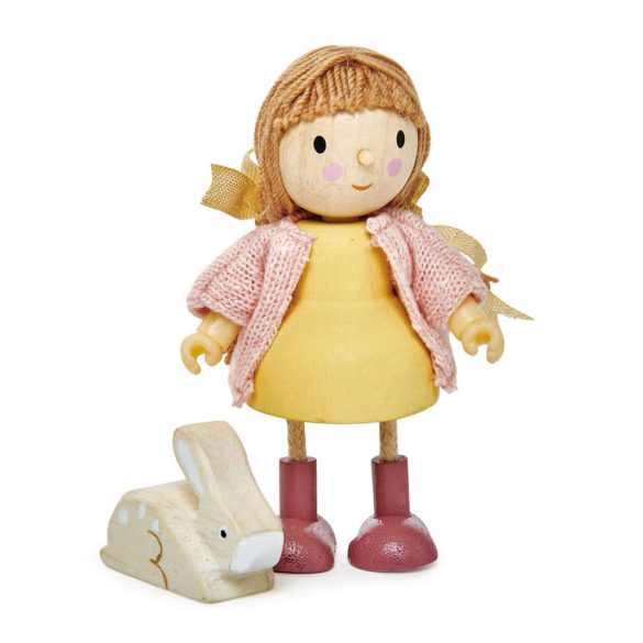 Fa kislány figura nyuszival