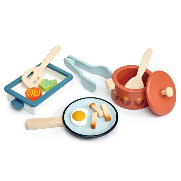 Tender Leaf Toys - Fa edény palacsintasütővel
