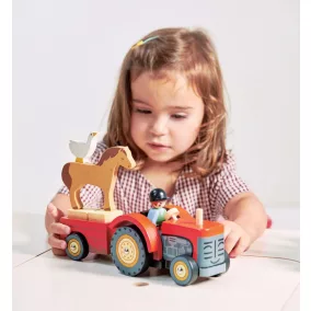   Tender Leaf Traktor fából gazda figurával és állatkákkal