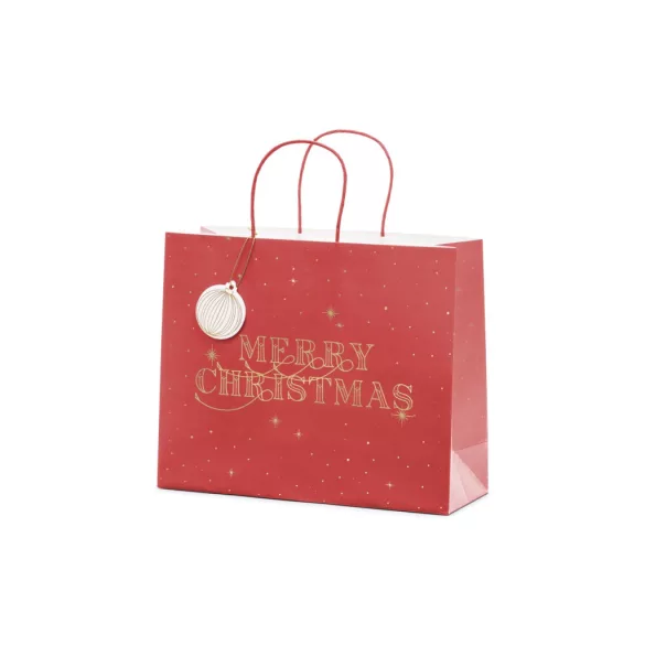 Ajándéktáska - Merry Christmas - mélypiros 32×26×11cm