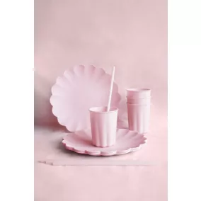 Fodros műanyag tányérok - pink - 4 db-os csomag