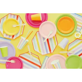 Csíkos party tányérok - 24 -5 × 24 -5 cm - 6 db/csomag