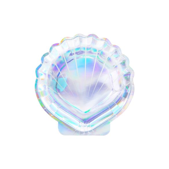 Kagylós papírtányér - irizáló - 6 db-os csomag