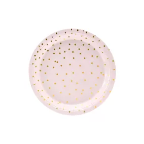 Pöttyös papírtányér - light pink - 6 db-os szett
