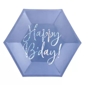 Happy Birthday papírtányér - light pink - 6 db-os szett
