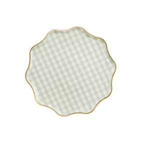 Kockás Papírtányérok - 23 cm - Arany szegéllyel 6 db