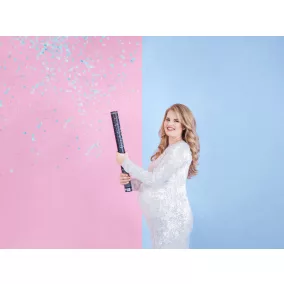 Babaváró konfetti ágyú - kék - 60 cm