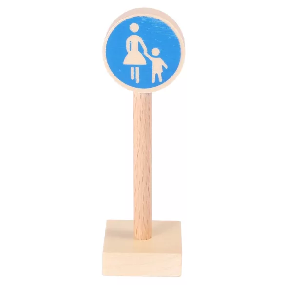 Gyalogos zóna közlekedési tábla fából