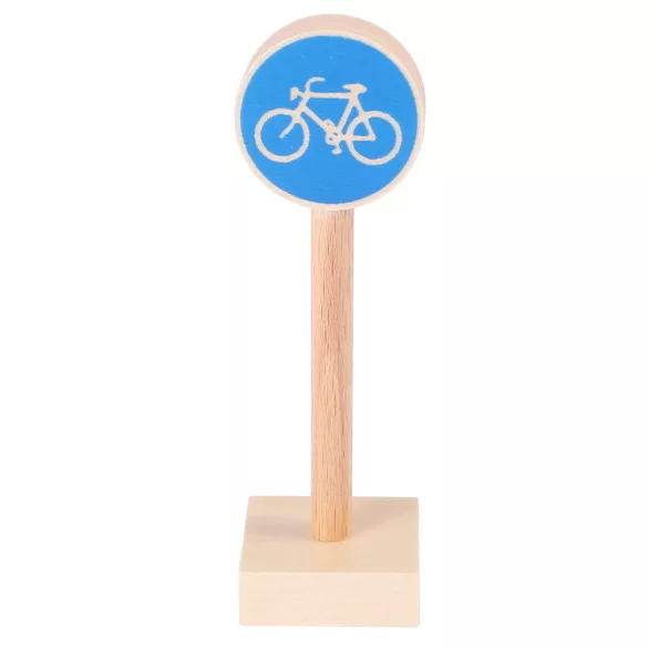 Kerékpárút közlekedési tábla fából