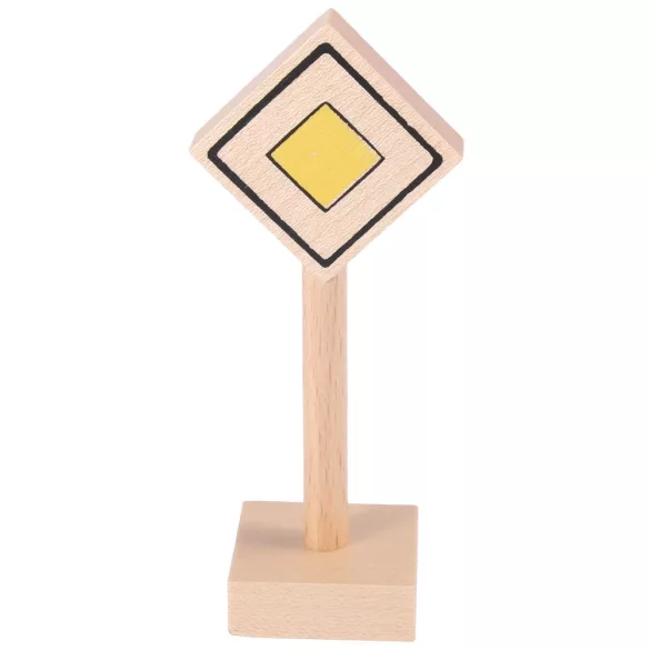 Főútvonal közlekedési tábla fából