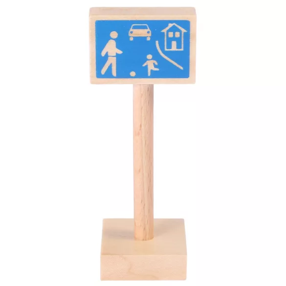 Lakó pihenő övezet közlekedési tábla fából