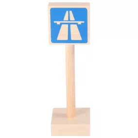 Autópálya közlekedési tábla fából