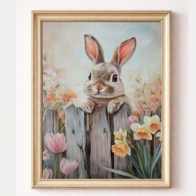 Nyuszi a Fakerítésnél - A4 poszter