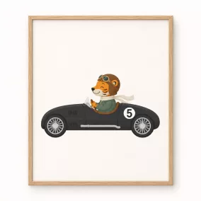Tigris versenyautóban – 5-ös rajtszám - A4 poszter