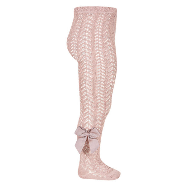 perle openwork tights with bow pale pink