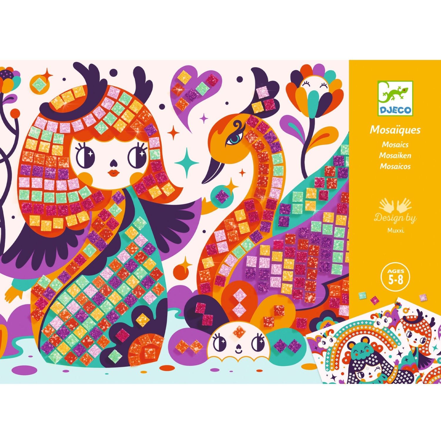 Mozaikkép készítés - Kokeshi babák - Kokeshi - Djeco kreatív készlet