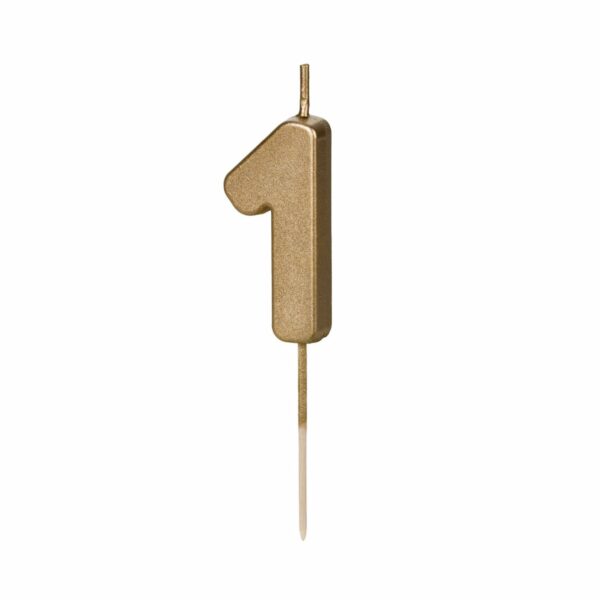 1-es születésnapi szám gyertya - arany - 4.5 cm
