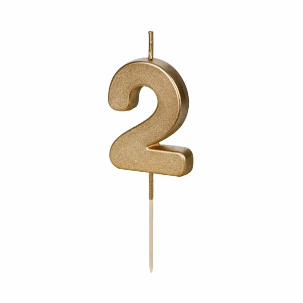 2-es születésnapi szám gyertya - arany - 4.5 cm