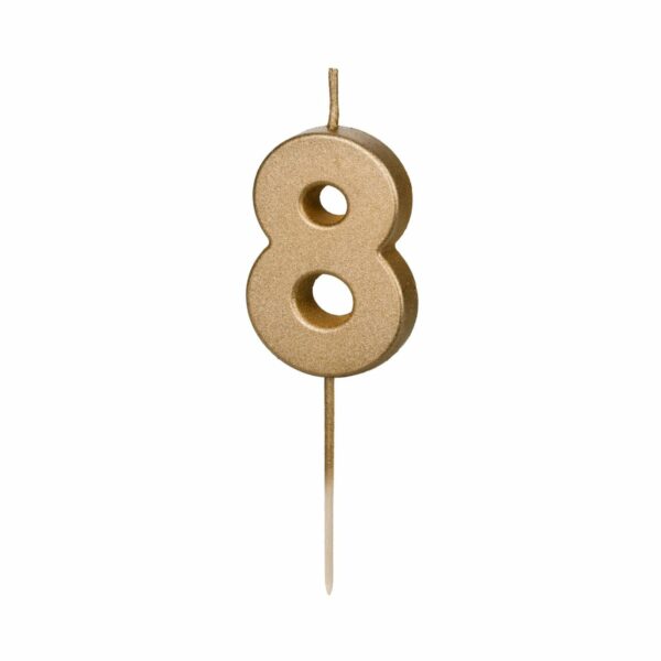 8-as születésnapi szám gyertya - arany - 4.5 cm